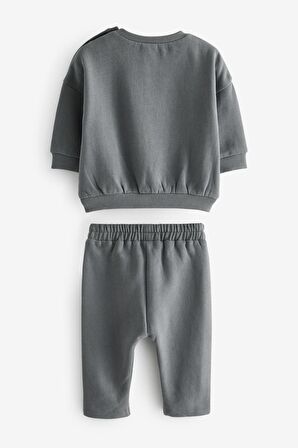 Pamuklu Gri Little Man Sweatshirt Jogger Alt Üst Takım