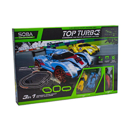 1/43 Ölçek Yarış Pisti Işıklı Formula Pisti İki Kişilik Top Turbo