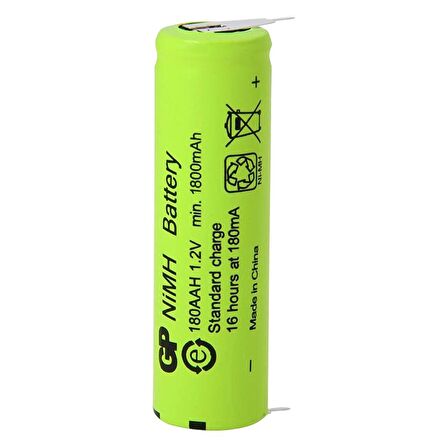 GP 180AAH 1.2 VOLT 1800 MAH DÜZ KAFA PUNTALI ŞARJLI AA KALEM PİL