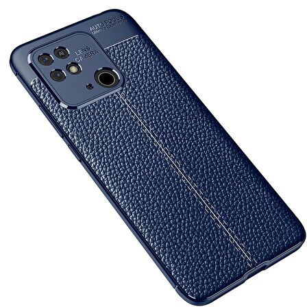 Smcase Xiaomi Redmi 10c Kılıf Kamera Korumalı Deri Dokulu Silikon  Nano Ekran Koruyucu