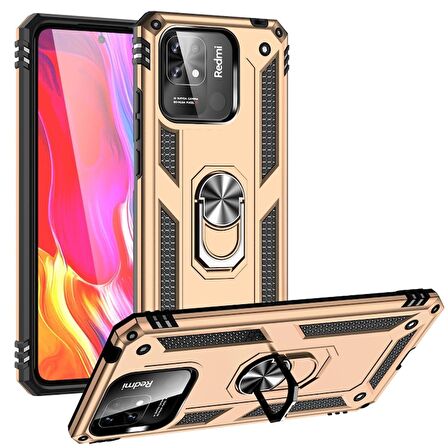 Smcase Xiaomi Redmi 10c Kılıf Vega Yüzüklü Tank Silikon