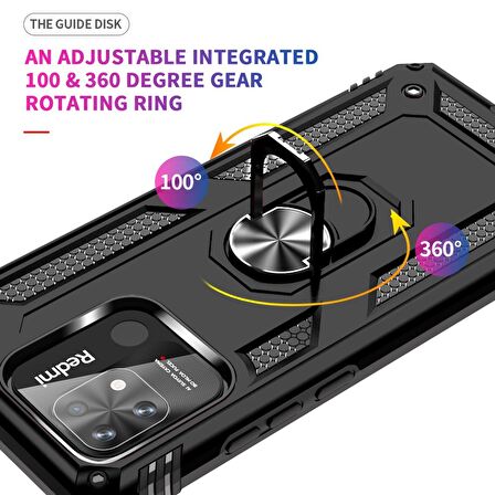 Smcase Xiaomi Redmi 10c Kılıf Vega Yüzüklü Tank Silikon