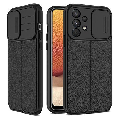 Smcase Samsung Galaxy A13 4G Kılıf Lensi Kamera Korumalı Deri Dokulu Silikon 