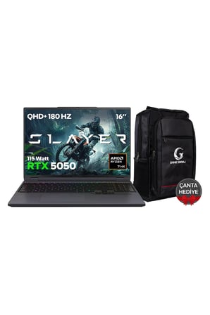 Game Garaj Slayer R7T-5050 C6 AMD Ryzen 7 8840HX 32GB RAM 1TB SSD RTX5050 16" QHD+ 180Hz IPS FreeDOS Gaming Laptop