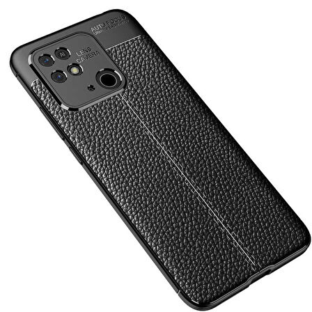Smcase Xiaomi Poco C40 Kılıf Kamera Korumalı Deri Dokulu Silikon