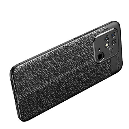 Smcase Xiaomi Poco C40 Kılıf Kamera Korumalı Deri Dokulu Silikon