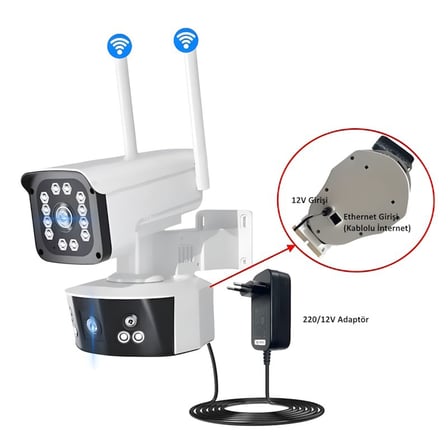 O-Kam 3032 6 MP Gece Görüşlü IP Wi-Fi Güvenlik Kamerası
