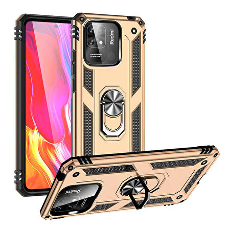 Smcase Xiaomi Poco C40 Kılıf Vega Yüzüklü Tank Silikon