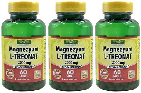 Vitapol Magnezyum L-Treonat 2000 Mg 3x60 Vegan Kapsül Magnesium L-Treonate