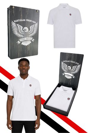 BEŞİKTAŞ ORİJİNAL LİSANSLI BEYAZ POLO T-SHİRT LAZER KUTU HEDİYELİ 