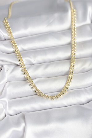 Pirinç Gold Renk Sıralı Topçuk Model Kadın Kolye