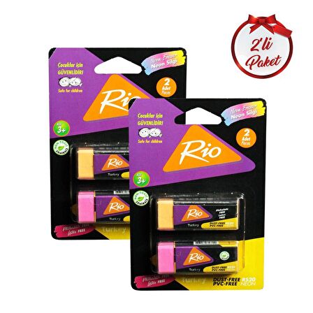 Rio Neon Silgi 2'li Büyük Silgi 2 Paket