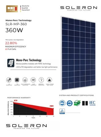 soleron 360w monokristal güneş paneli