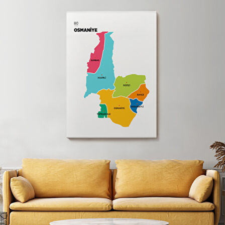 Harita Sepeti Osmaniye İli ve İlçeler Haritası Dekoratif Kanvas Tablo 1436