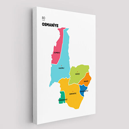 Harita Sepeti Osmaniye İli ve İlçeler Haritası Dekoratif Kanvas Tablo 1436