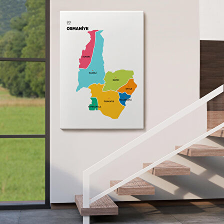 Harita Sepeti Osmaniye İli ve İlçeler Haritası Dekoratif Kanvas Tablo 1436