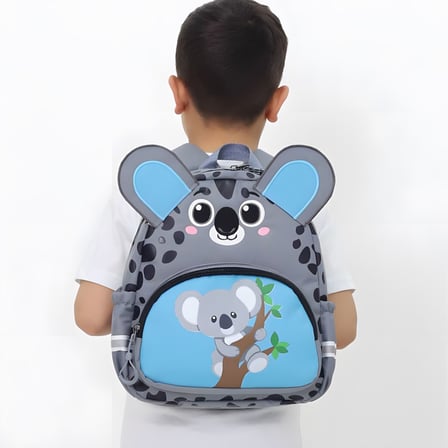 Kız/erkek Çocuk Anaokulu Sırt Çantası Sevimli Koala Figürlü Gri Mavi Desenli