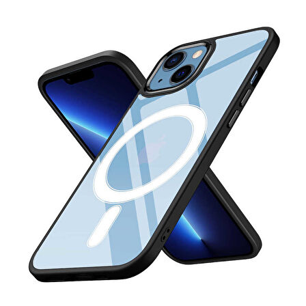 Smcase iPhone 13 Pro Max Kılıf Manyetik Wiriless Destekli Krom Silikon