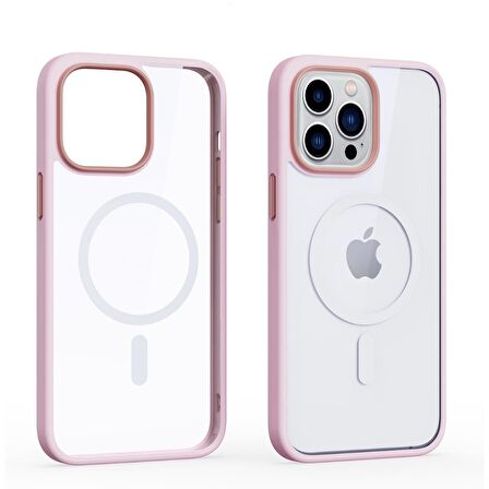 Smcase iPhone 13 Pro Kılıf Manyetik Wiriless Destekli Krom Silikon