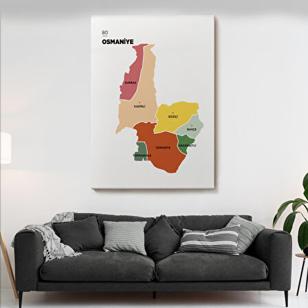 Harita Sepeti Osmaniye İli ve İlçeler Haritası Dekoratif Kanvas Tablo 1437