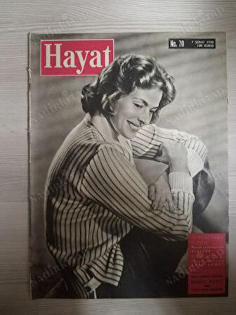 HAYAT DERGİSİ 7 ŞUBAT 1958,SAYI:70,KAPAK:INGRID BERGMAN,ORTA SAYFA POSTER:BAŞKOMUTAN MUSTAFA KEMAL ARKA KAPAK:BALIKÇILAR