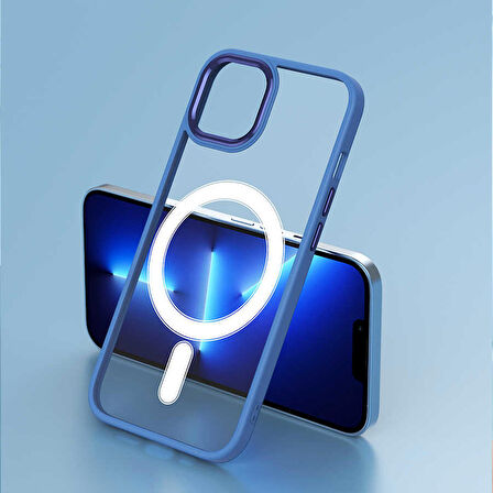 Smcase iPhone 12 Pro Max Kılıf Manyetik Wiriless Destekli Krom Silikon  Wiriless Şarj Aleti