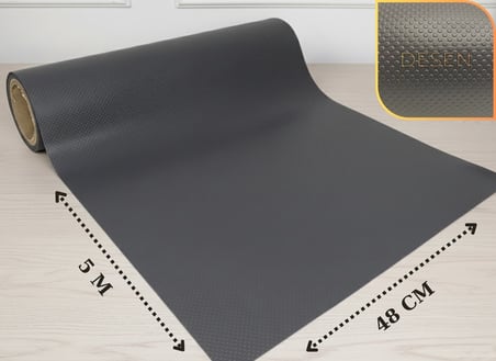 48 cm x 5 Metre Antrasit Kabartma Nokta Desenli Çekmece İçi Kaydırmaz Halı, raf örtüsü