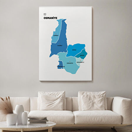 Harita Sepeti Osmaniye İli ve İlçeler Haritası Dekoratif Kanvas Tablo 1438