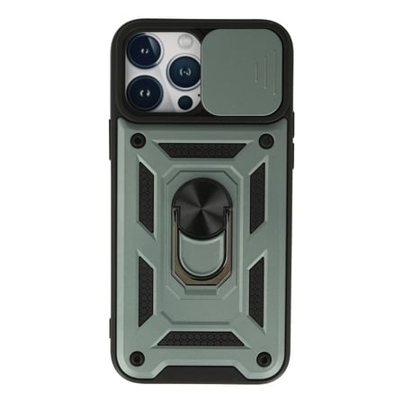 Apple iPhone 13 Pro Max Kılıf Pars Lens Yüzüklü Silikon - Yeşil