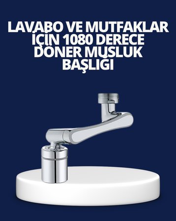 Esnek 1080° Musluk Başlığı 3 Eklemli Hareketli Su Modlu Lavabo Aparatı (1440)