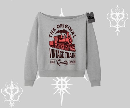 Kayık Yaka Sweatshirt Classic Railroad Vintage Train Street Aesthetic