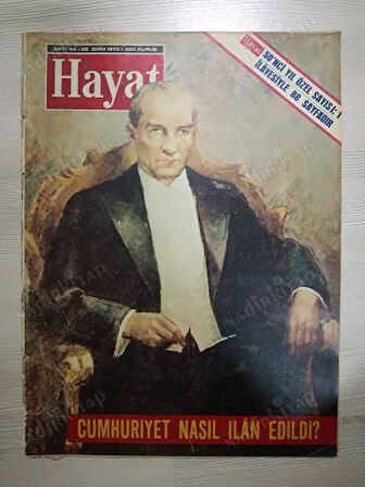 HAYAT DERGİSİ-25 EKİM 1973-YIL:18-SIRA NO:890-SAYI:44,ORTA SAYFA :CUMHURİYETİN 50. YILI KOLAJ,GERÇEKLEŞEN RÜYA BOĞAZ KÖPRÜSÜ