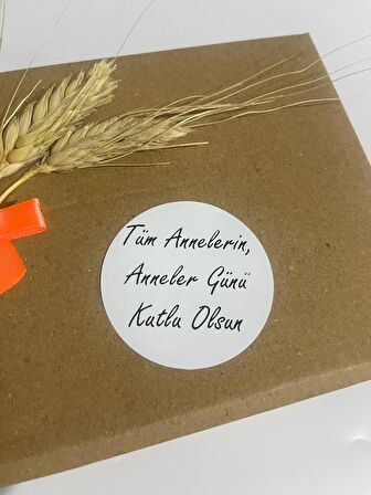 Anneler Günü Siyah El Yazılı Yuvarlak Yapışkanlı Etiket 5x5 cm 100 adet