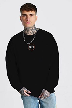 %100 Pamuk Oversize Kalıp Hoodie Japon Tasarımlı Unisex Sweaetshirt