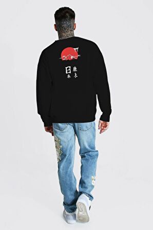 %100 Pamuk Oversize Kalıp Hoodie Japon Tasarımlı Unisex Sweaetshirt