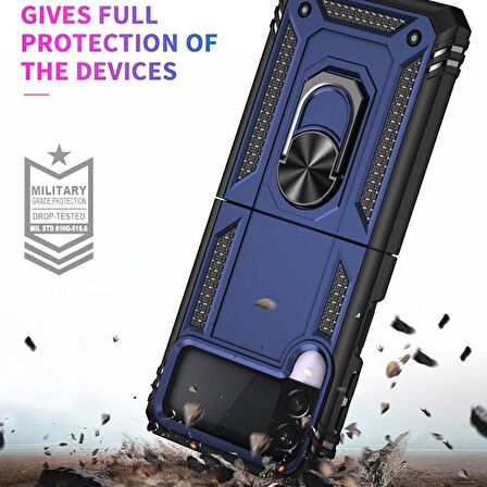 Smcase Samsung Galaxy Z Flip4 Kılıf Vega Yüzüklü Çift Katmanlı Tank Kılıf 