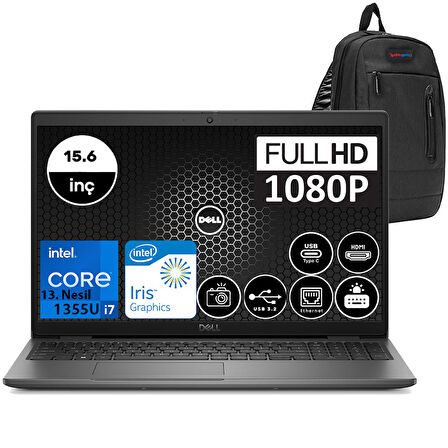Dell Latitude 3540 Intel Core I7 1355U 32GB 1TB SSD Ubuntu 15.6" FHD Taşınabilir Bilgisayar N022L354015U11 + Zetta Çanta