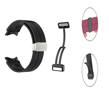 Gpack Samsung Galaxy Watch 4 42mm Kordon Düz Silikon Mıknatıslı HS24