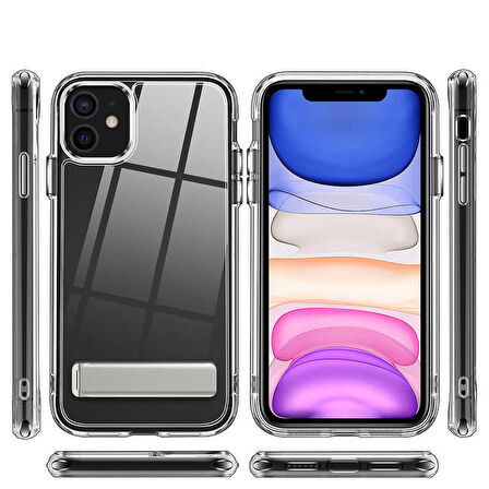 Smcase iPhone 12 Kılıf Hibrid Lstand Kapak Silikon