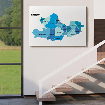 Harita Sepeti Samsun İli ve İlçeler Haritası Dekoratif Kanvas Tablo 1447