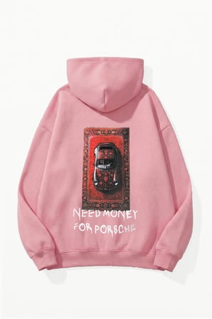 Unisex Yumuşak Dokulu Need Money Baskılı Tasarım Oversize 3 İplik Hoodie Sweatshirt