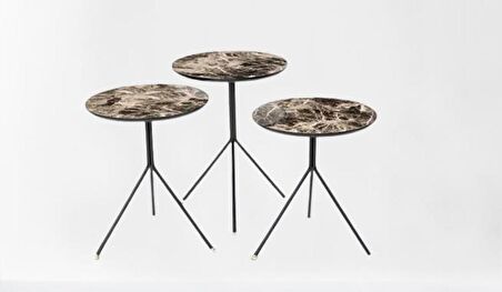 Zigon OSM  YUVARLAK MODEL Parlak Ahşap mermer MDF tabla Metal V ayak İtinalı paket ve kargo Kutu da sevk