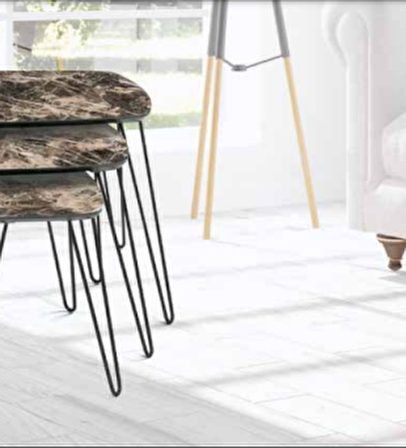 Bengi Zigon OSM OVAL Model Parlak Ahşap Mermer Desen Kahve Mdf tabla Metal V ayak El Yapım