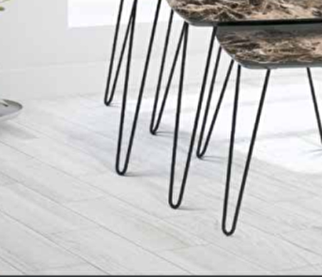 Bengi Zigon OSM OVAL Model Parlak Ahşap Mermer Desen Kahve Mdf tabla Metal V ayak El Yapım