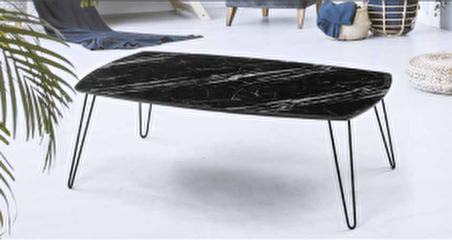 Bengi Orta OSM OVAL Sehpa Metal Model Transmisyon V ayak Siyah Mermer Kutuda sevk El Yapım