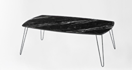 Bengi Orta OSM OVAL Sehpa Metal Model Transmisyon V ayak Siyah Mermer Kutuda sevk El Yapım