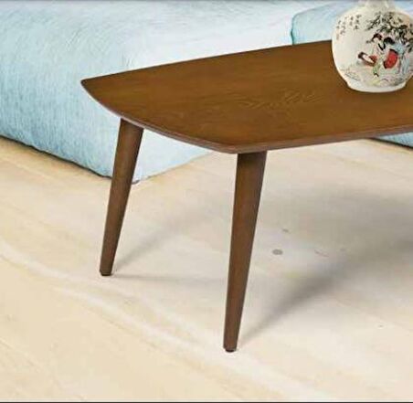 orta sehpa OSM OVAL Model Kayın Retro Ayak Parlak Ceviz Tabla İtinalı Paket El Yapım