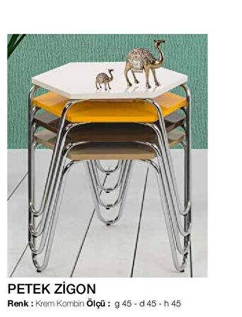 Bengi Zigon OSM PETEK Model Metal Nikelaj V Ayak ÇOK RENKLİ Tabla El Yapım