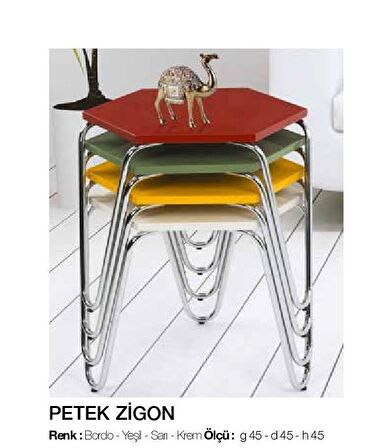 Bengi Zigon OSM PETEK Model Metal Nikelaj V Ayak ÇOK RENKLİ Tabla El Yapım