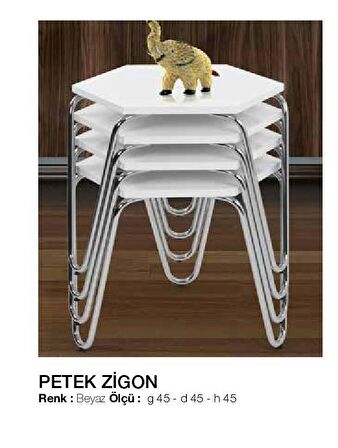 Bengi Zigon OSM PETEK Model Metal Nikelaj V Ayak Beyaz Tabla El Yapım